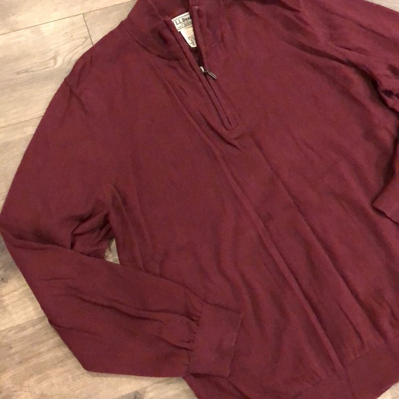 L.L. Bean Sweater Size XL Burgundy 1/4 zip - Picture 2 of 4